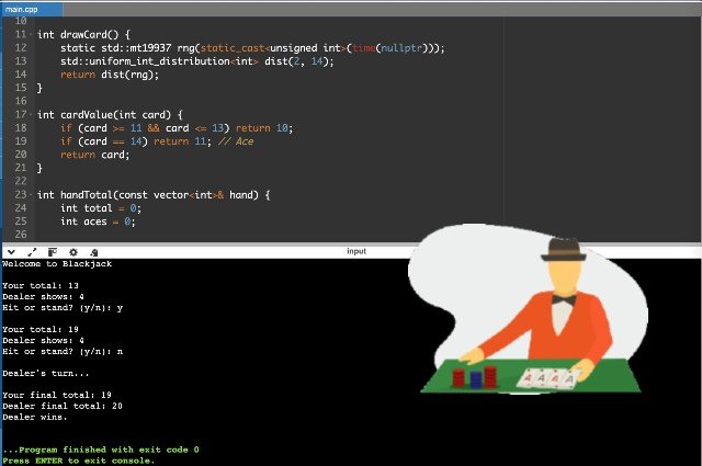 Screenshot of Console Blackjack Dealer