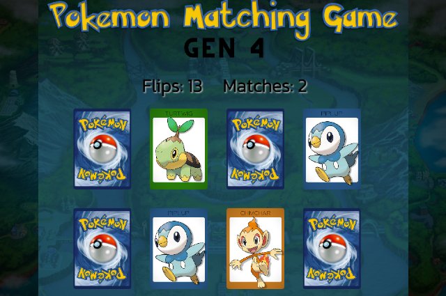 Screenshot of Pokemon Matching Game