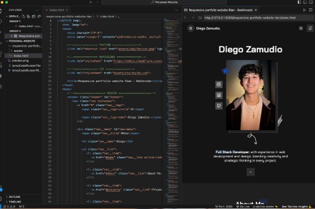 Screenshot of personal portfolio website